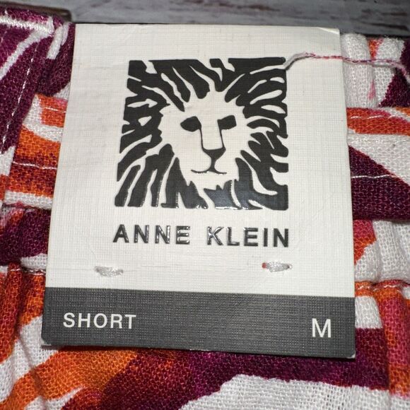 Anne Klein Spicy Orange Multicolor Linen Zebra Print Pockets Shorts Medium New - Picture 5 of 11